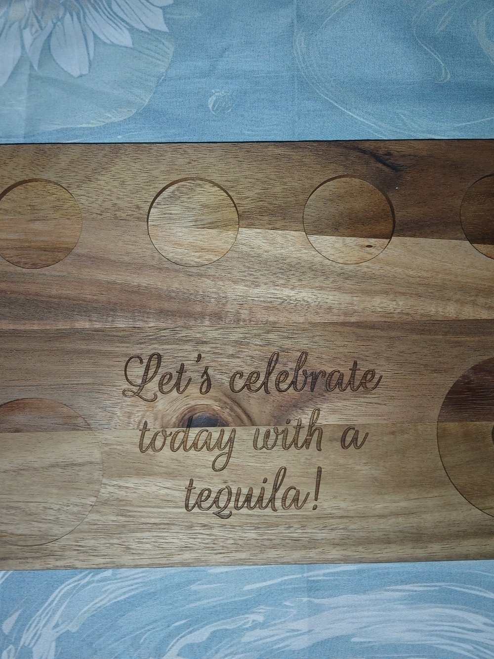 Reversible Engraved Wood Tequila Shot Board And Margarita Board.